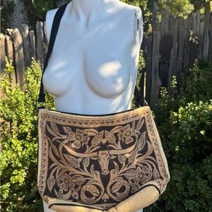Western Tan and Black Canvas Women's Bag
